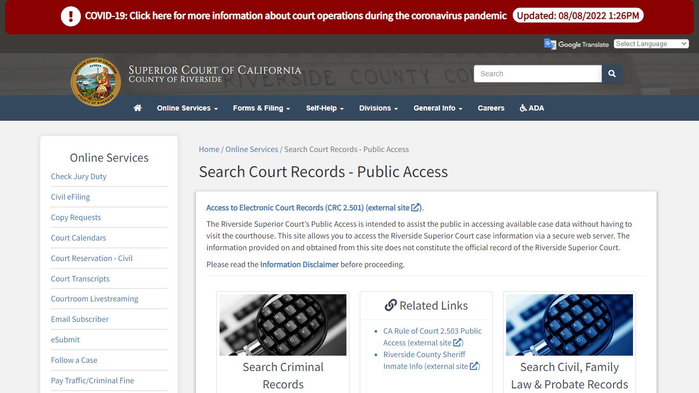 Public Access - Superior Court of California, County of ...